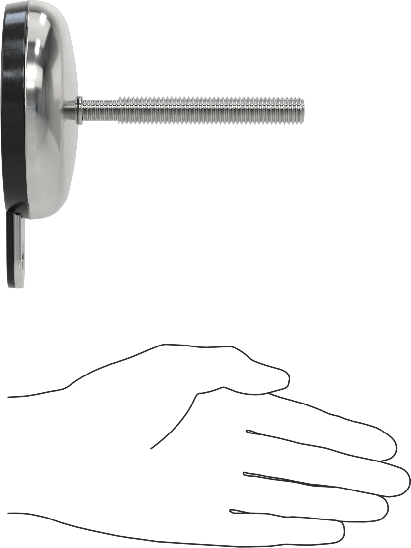 Buna-N Yastıklı 316 Paslanmaz Çelik Sabit Düzleştirme Montaj Parçası, Döner, 4“ Uzunlukta 1/2”-13 Saplama, 1 Ofset Delik, 3150 lbs. Kapasite