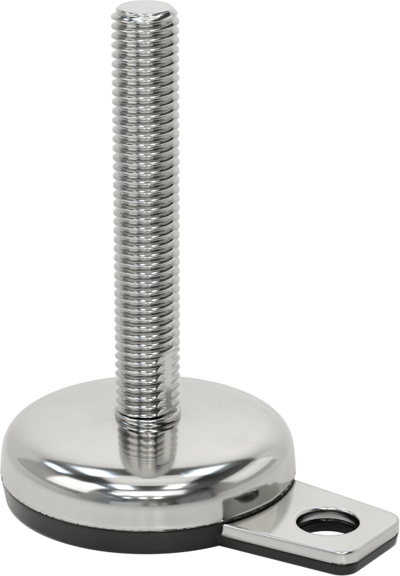 Buna-N Yastıklı 316 Paslanmaz Çelik Sabit Düzleştirme Montaj Parçası, Döner, 4“ Uzunlukta 5/8”-11 Saplama, 1 Ofset Delik, 2700 lbs. Kapasite