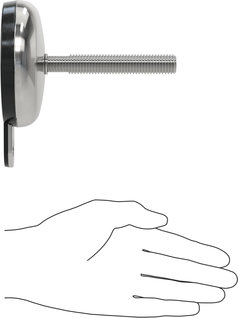 Buna-N Yastıklı 316 Paslanmaz Çelik Sabit Düzleştirme Montaj Parçası, Döner, 4“ Uzunlukta 5/8”-11 Saplama, 1 Ofset Delik, 3150 lbs. Kapasite