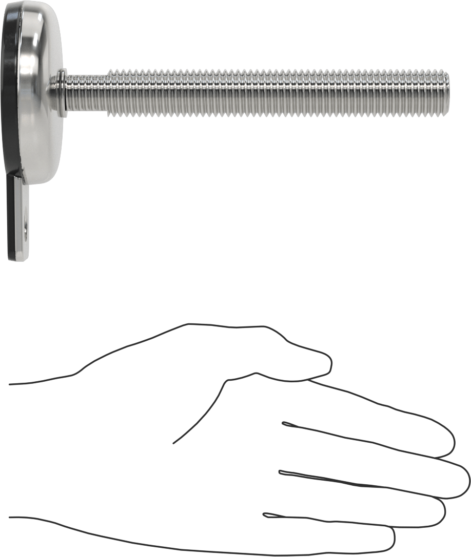 Buna-N Yastıklı 316 Paslanmaz Çelik Sabit Düzleştirme Montaj Parçası, Döner, 6“ Uzunluk 3/4”-10 Saplama, 1 Ofset Delik, 2700 lbs. Kapasite