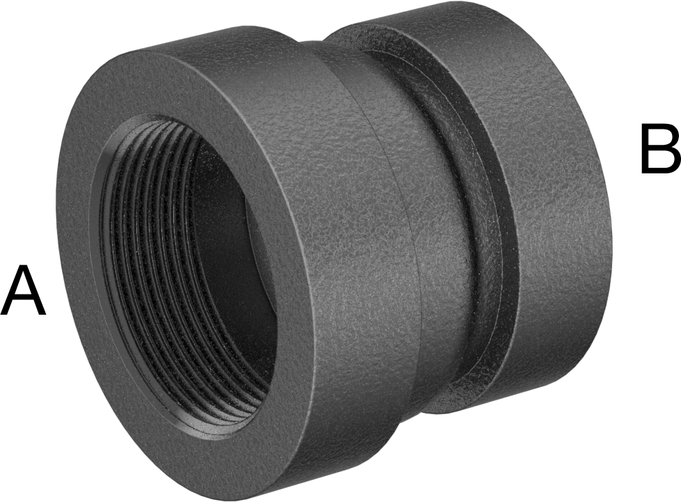 FM Onaylı Düşük Basınçlı Demir Boru Bağlantı Parçası, Düz Redüktör, 1-1/2 x 1-1/4 NPT Dişi