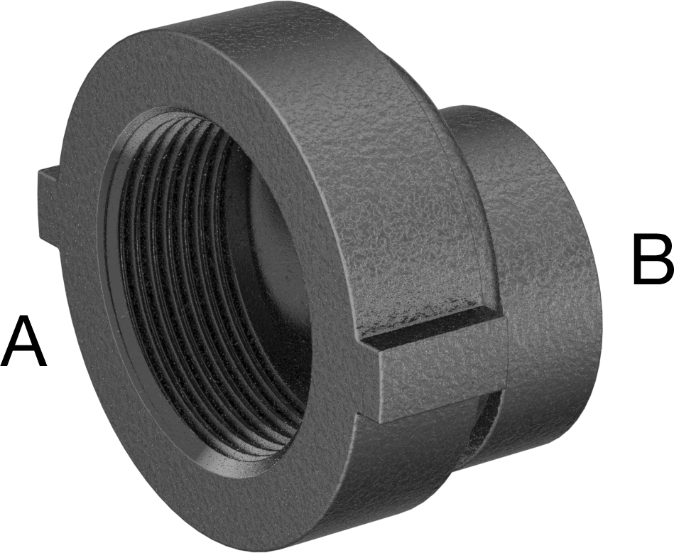 FM Onaylı Düşük Basınçlı Demir Boru Bağlantı Parçası, Ofset Düz Redüktör, 1-1/4 x 3/4 NPT Dişi