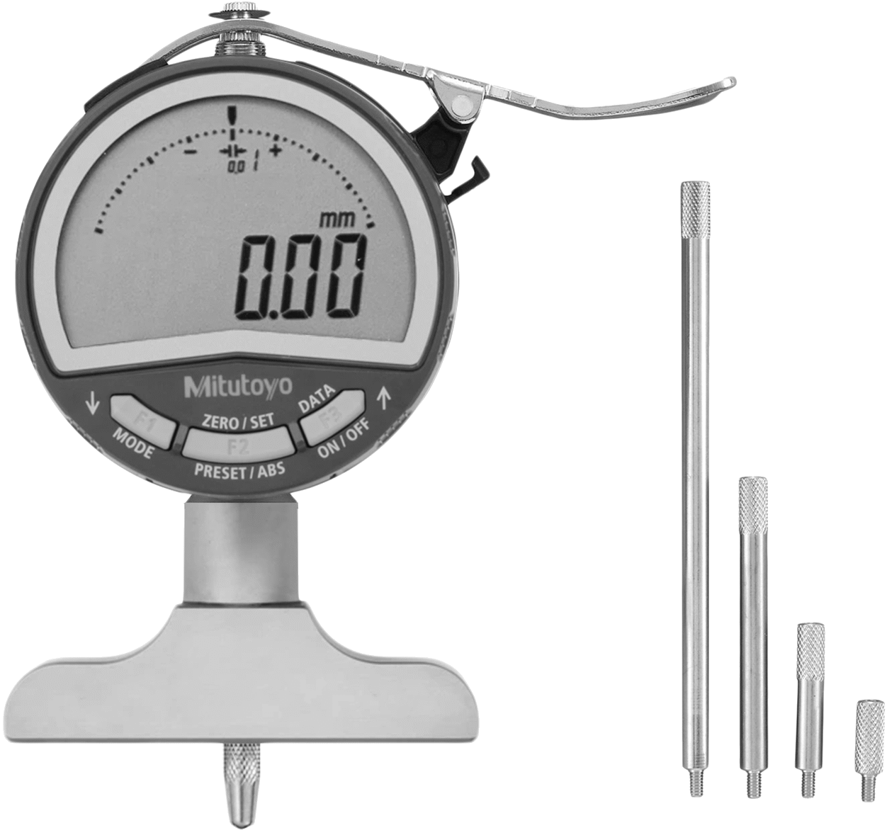 Uzatma Çubuklu Elektronik Derinlik Ölçer, Numara 547-257A, 0“ - 8” Aralık, 2,5 inç Genişlik x 0,63 inç Uzunluk Taban