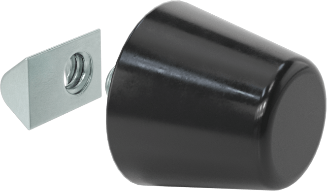 T-Yivli Çerçeve, Konik Yuvarlak Vidalı Tampon, 1" Yükseklik Ray, 1" OD