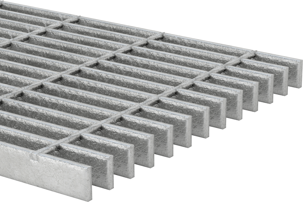 Pürüzsüz Çelik Çubuk Izgara, Galvanizli, 1“ Yükseklik x 3/16” Genişlik Yatak Çubuğu