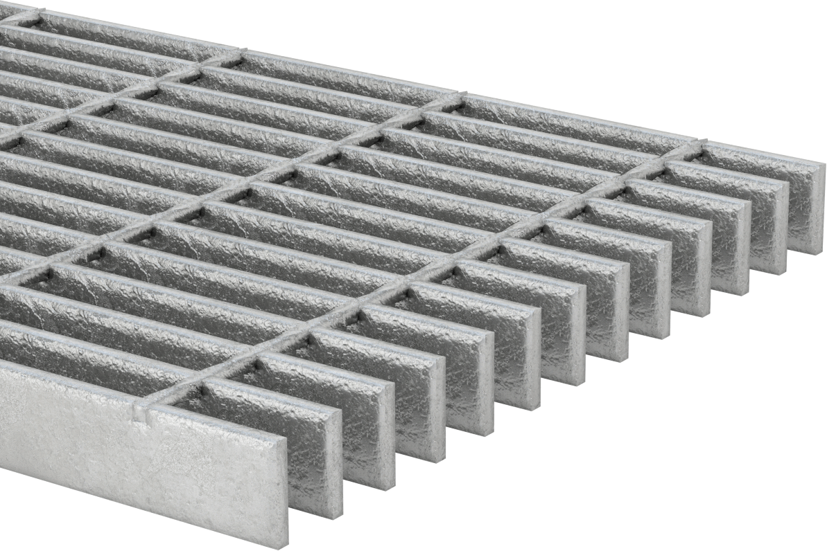 Pürüzsüz Çelik Çubuk Izgara, Galvanizli, 1-1/4“ Yükseklik x 3/16” Genişlik Yatak Çubuğu