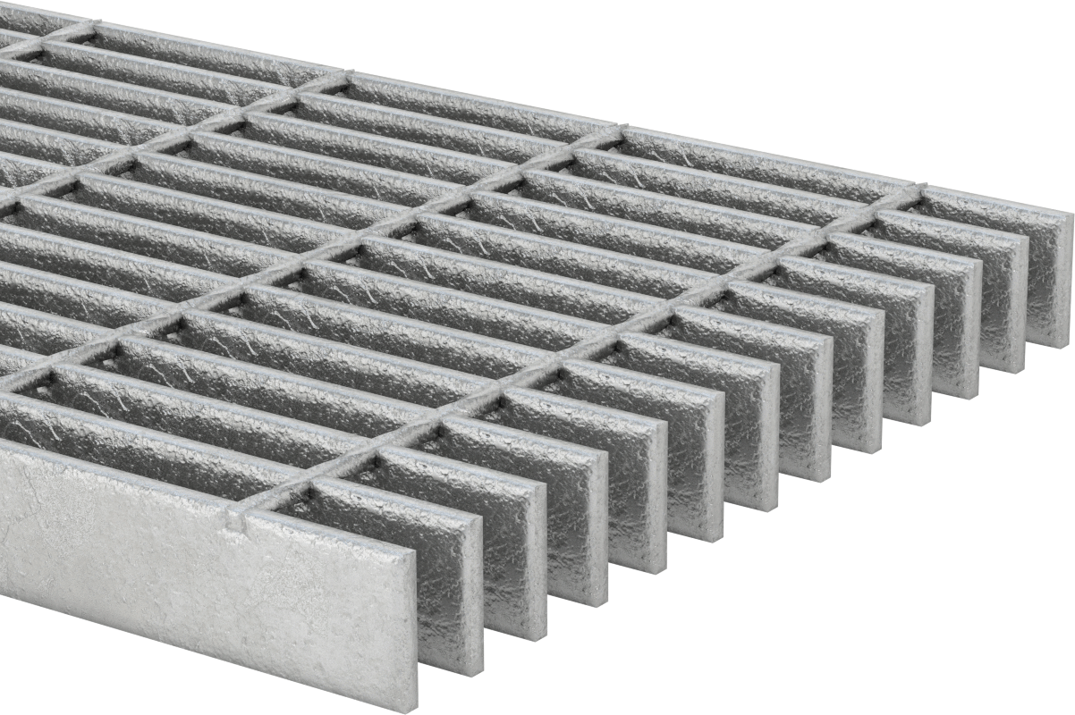 Pürüzsüz Çelik Çubuk Izgara, Galvanizli, 1-1/2“ Yükseklik x 3/16” Genişlik Yatak Çubuğu