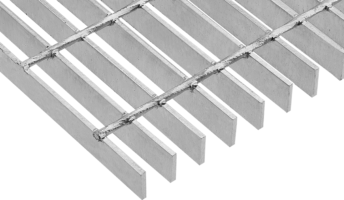 Pürüzsüz Çelik Çubuk Izgara, Galvanizli, 1 Ayak Genişliğinde, 1“ Yüksek x 1/8” Genişlikli Yatak Çubuğu