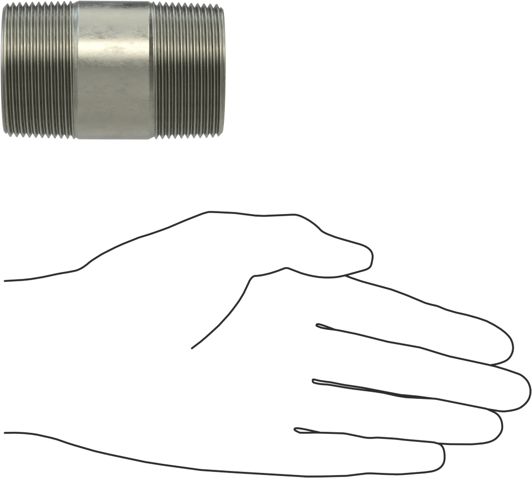 Süper Kalın Cidarlı Boru Nipeli, Çelik, Her İki Ucu Dişli, 1-1/2 NPT, 3" Uzunluk