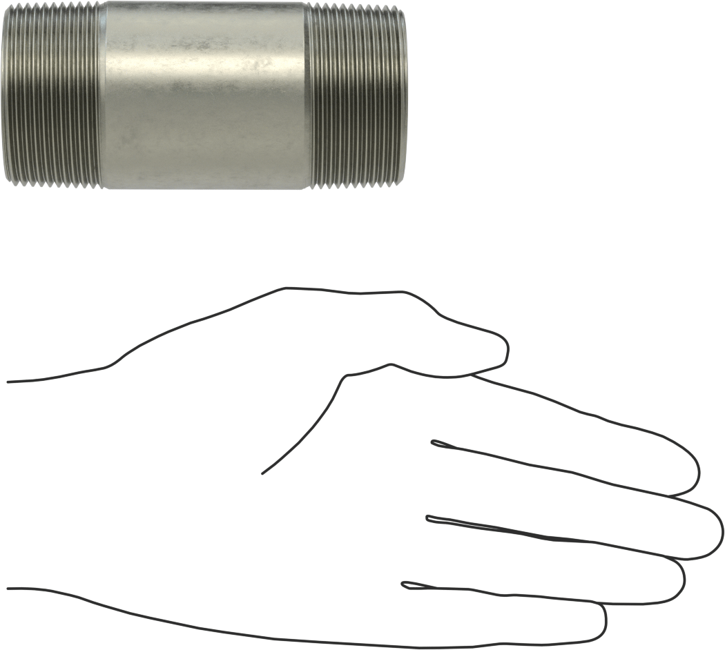 Süper Kalın Cidarlı Boru Nipeli, Çelik, Her İki Ucu Dişli, 1-1/2 NPT, 4" Uzunluk