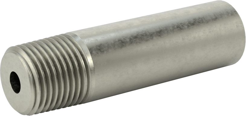 Süper Kalın Cidarlı Boru Nipeli, Çelik, Bir Ucu Dişli, 1/2 NPT, 3" Uzunluk