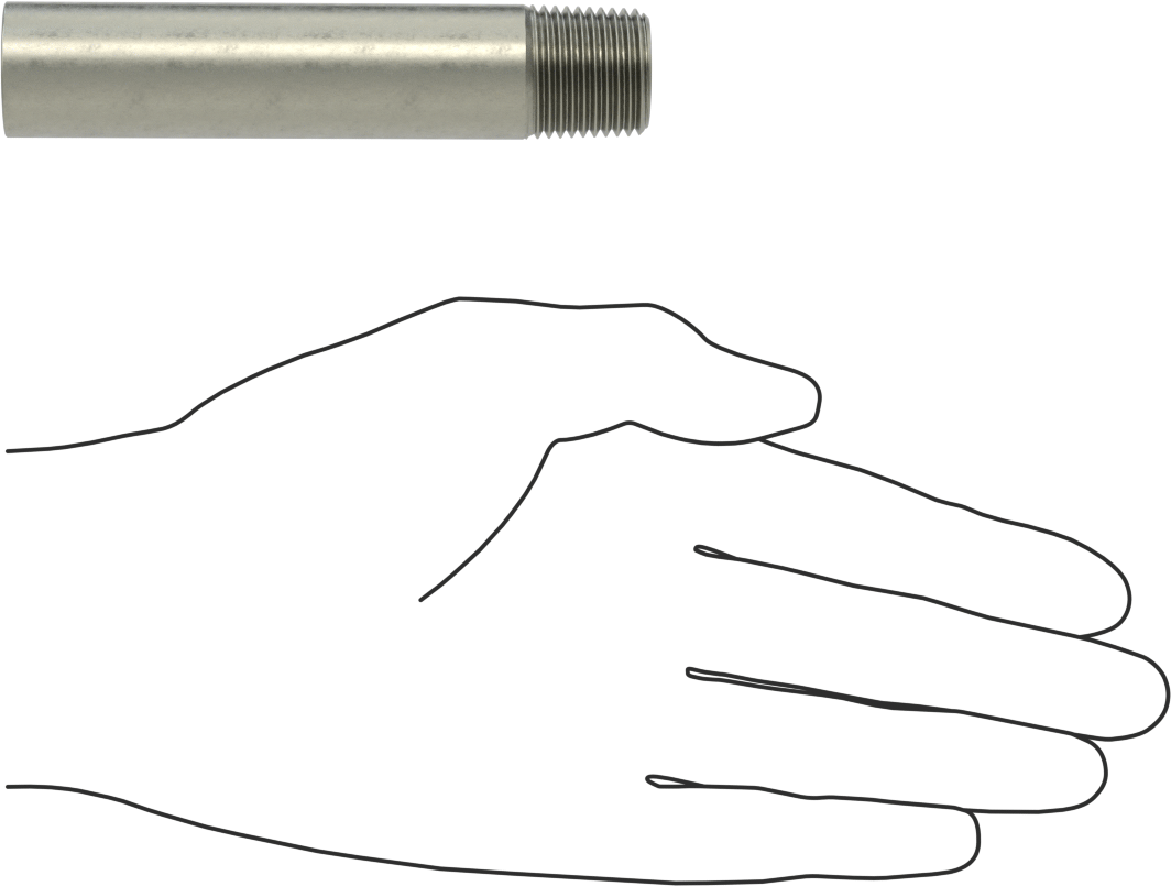 Süper Kalın Cidarlı Boru Nipeli, Çelik, Bir Ucu Dişli, 1/2 NPT, 4" Uzunluk