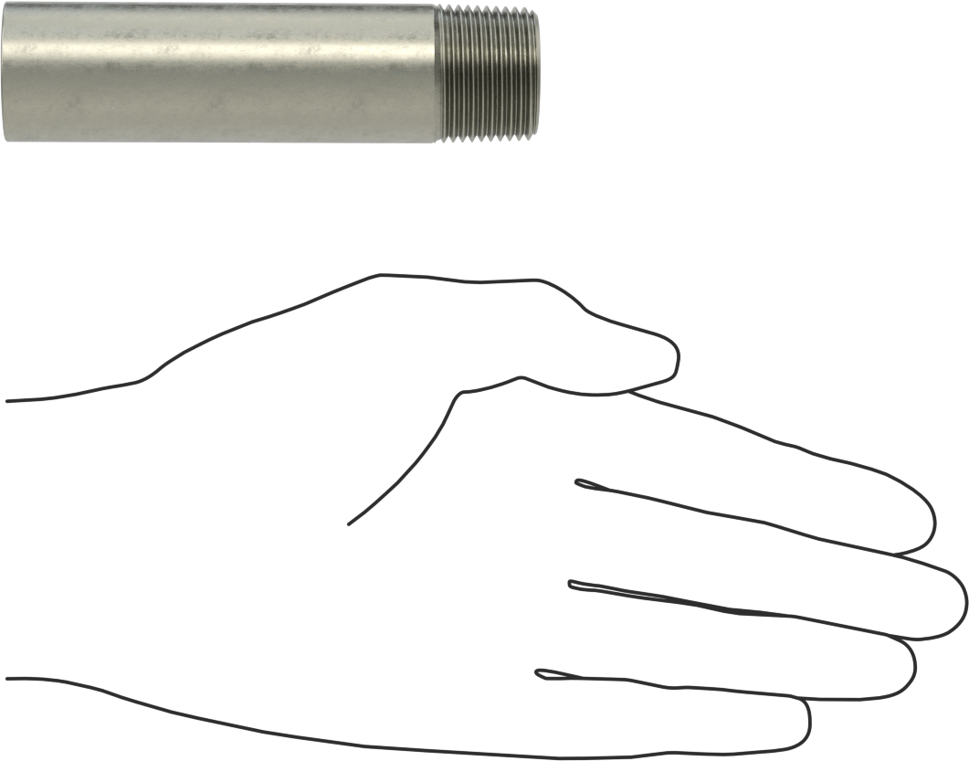 Süper Kalın Cidarlı Boru Nipeli, Çelik, Bir Ucu Dişli, 3/4 NPT, 4" Uzunluk