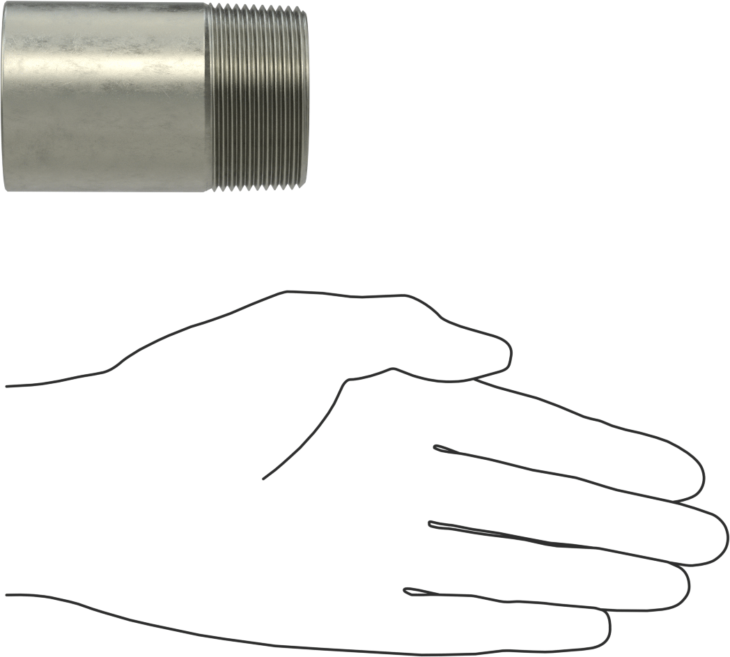 Süper Kalın Cidarlı Boru Nipeli, Çelik, Bir Ucu Dişli, 1-1/2 NPT, 3" Uzunluk
