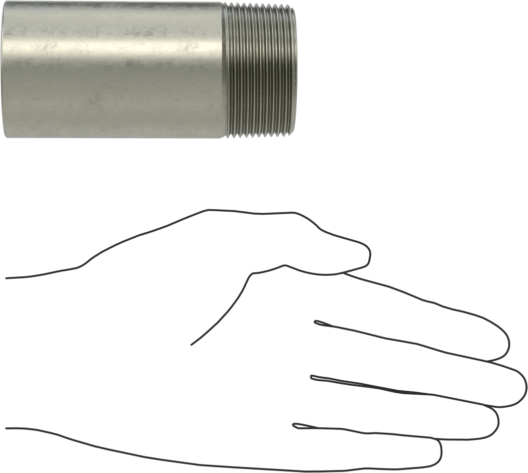 Süper Kalın Cidarlı Boru Nipeli, Çelik, Bir Ucu Dişli, 1-1/2 NPT, 4" Uzunluk