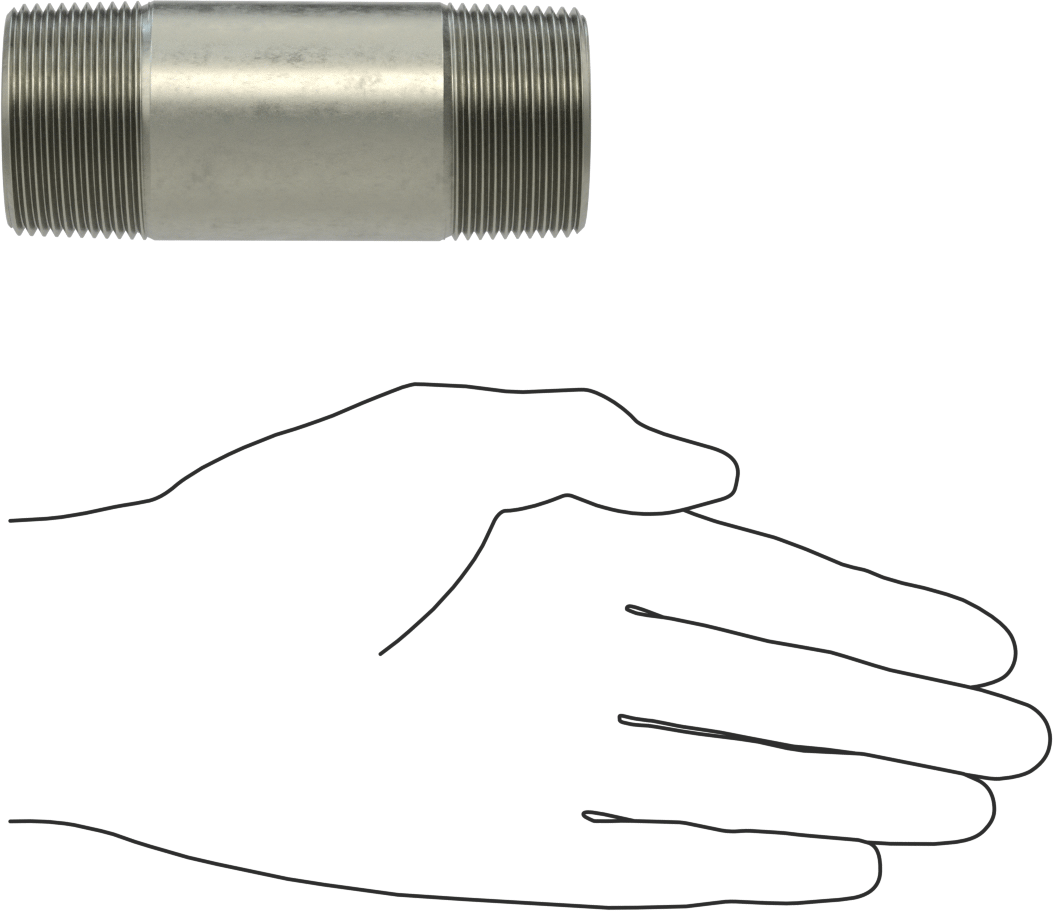 Süper Kalın Cidarlı Boru Nipeli, Çelik, Her İki Ucu Dişli, 1-1/4 NPT, 4" Uzunluk