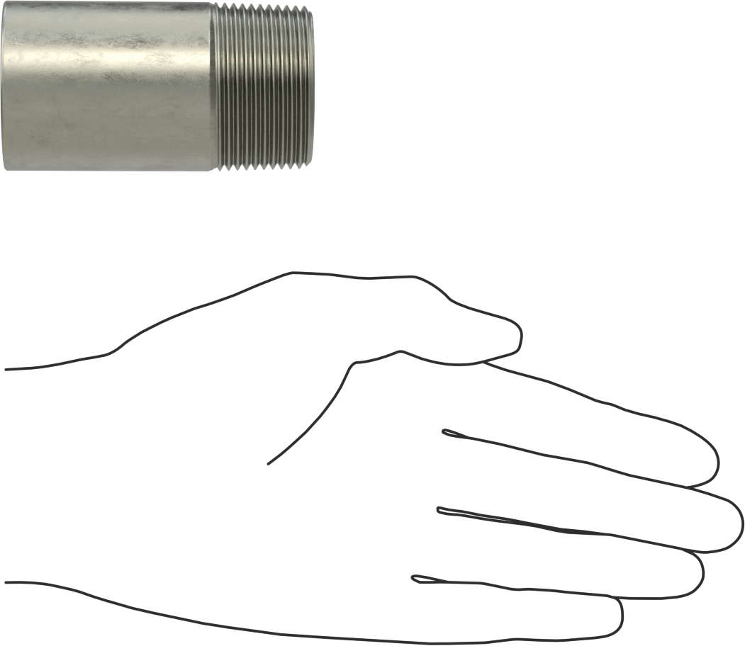 Süper Kalın Cidarlı Boru Nipeli, Çelik, Bir Ucu Dişli, 1-1/4 NPT, 3" Uzunluk