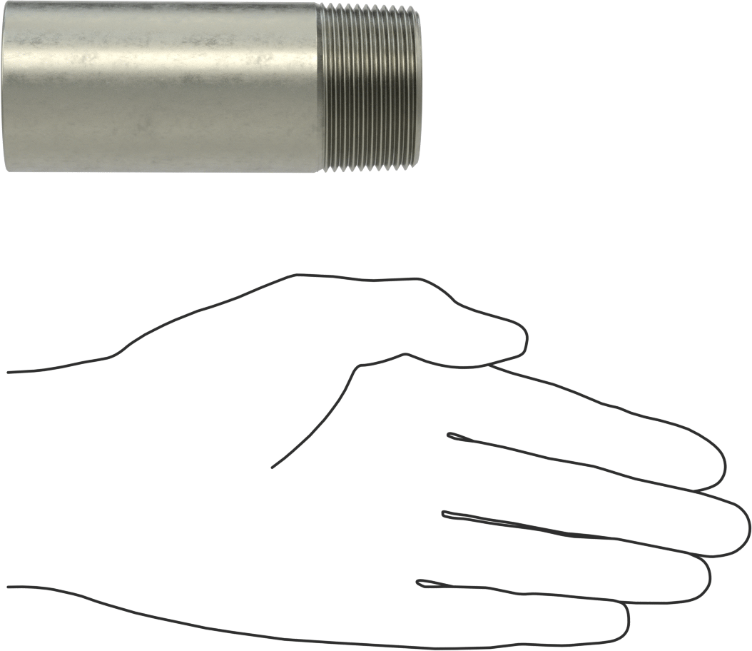 Süper Kalın Cidarlı Boru Nipeli, Çelik, Bir Ucu Dişli, 1-1/4 NPT, 4" Uzunluk