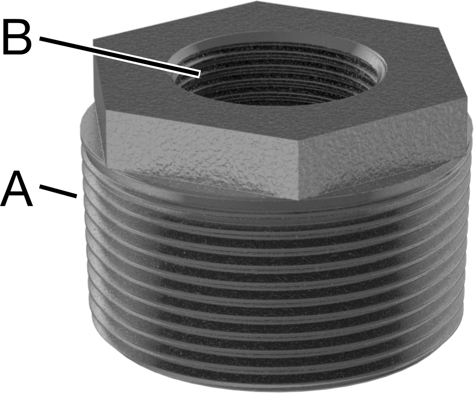 Düz Tanklar için Düşük Basınçlı Bağlantı Parçası, Demir, Burç Adaptörü, 1-1/2 Erkek x 3/4 Dişi NPT