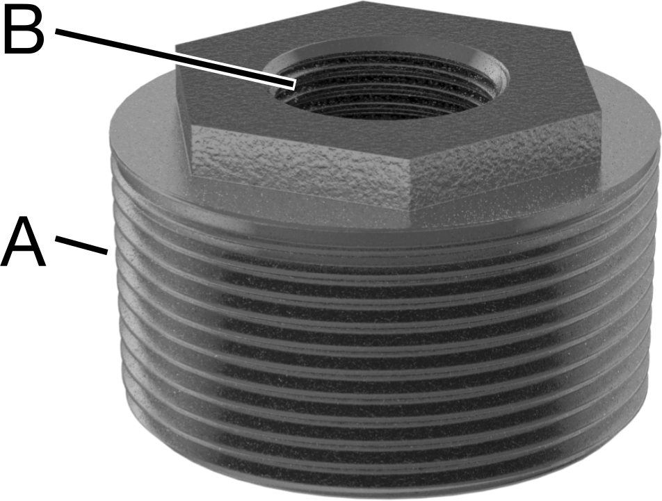 Düz Tanklar için Düşük Basınçlı Bağlantı Parçası, Demir, Burç Adaptörü, 1-1/2 Erkek x 1/2 Dişi NPT