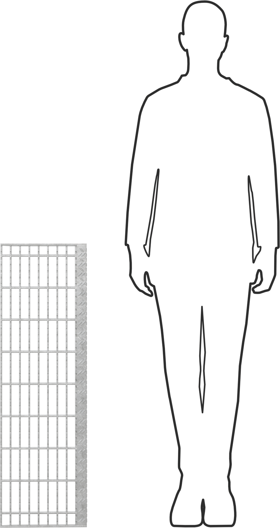 Çubuk Izgaralı Merdiven Basamakları, Tırtıklı, Galvanizli Çelik, 36“ Genişlik x 10-15/16” Derinlik