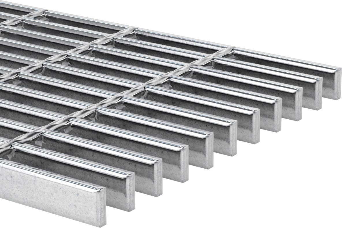 Pürüzsüz Çelik Çubuk Izgara, Galvanizli, 1 Ayak Genişliğinde, 1“ Yükseklik x 1/4” Genişlik Yatak Çubuğu