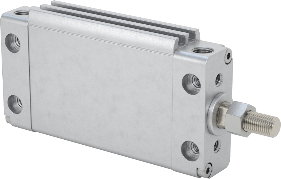 İnce Profilli Esnek Montajlı Hava Silindiri, Dönmeyen, Çift Etkili, 1-1/4" Delik, 2" Strok Uzunluğu