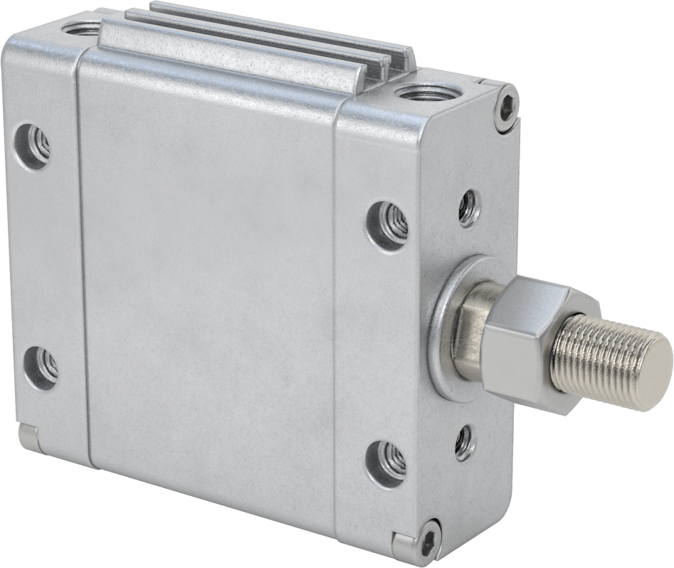 İnce Profilli Esnek Montajlı Hava Silindiri, Dönmeyen, Çift Etkili, 2" Delik Boyutu, 1" Strok Uzunluğu