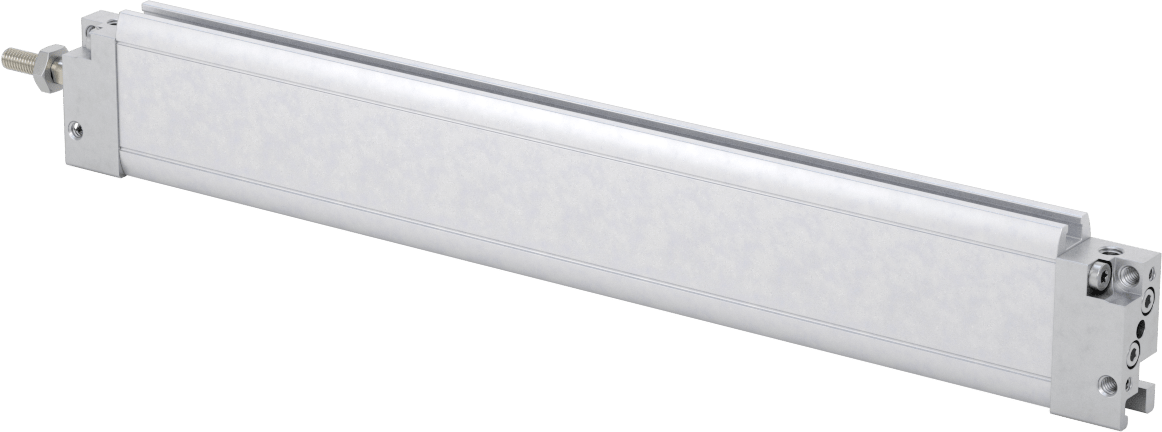 İnce Profilli Esnek Montajlı Hava Silindiri, Dönmeyen, Çift Etkili, 1/2" Delik Çapı, 8" Strok Uzunluğu