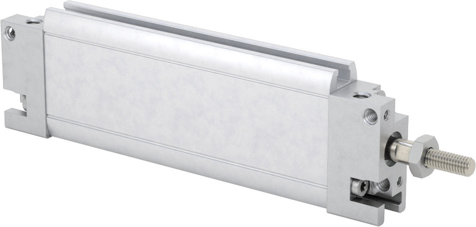 İnce Profilli Esnek Montajlı Hava Silindiri, Dönmeyen, Çift Etkili, 1/2" Delik, 2-1/2" Strok