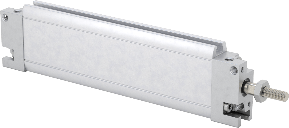 İnce Profilli Esnek Montajlı Hava Silindiri, Dönmeyen, Çift Etkili, 1/2" Delik, 3-1/2" Strok