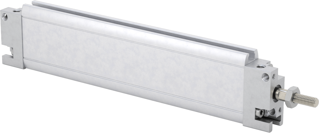 İnce Profilli Esnek Montajlı Hava Silindiri, Dönmeyen, Çift Etkili, 1/2" Delik, 4-1/2" Strok