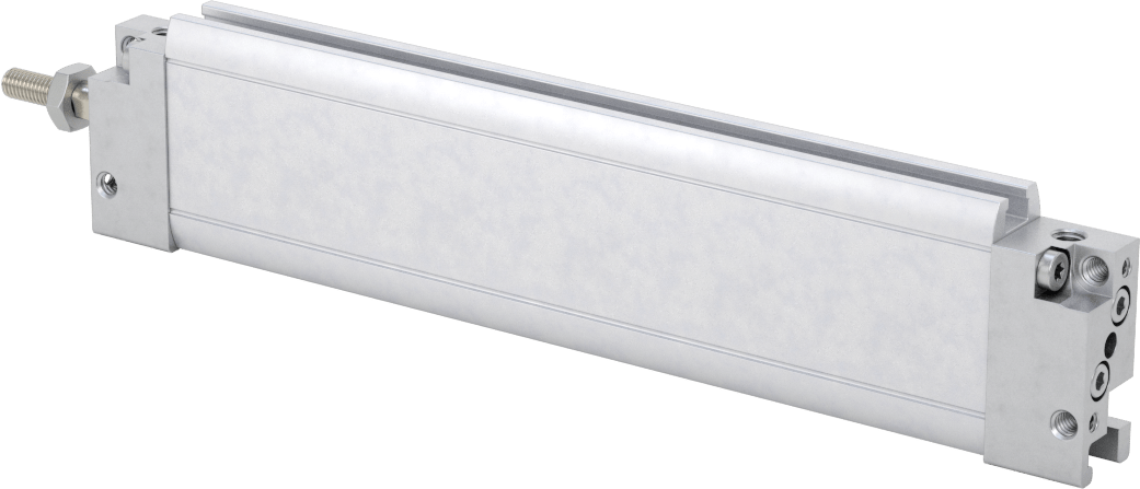 İnce Profilli Esnek Montajlı Hava Silindiri, Dönmeyen, Çift Etkili, 1/2" Delik, 4-1/2" Strok