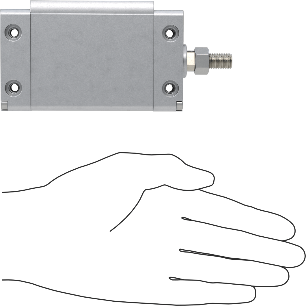 İnce Profilli Esnek Montajlı Hava Silindiri, Dönmeyen, Çift Etkili, 1-1/4" Delik, 1-1/2" Strok