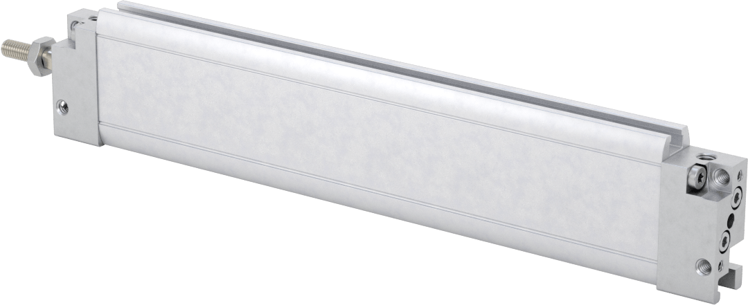 İnce Profilli Esnek Montajlı Hava Silindiri, Dönmeyen, Çift Etkili, 1/2" Delik, 5-1/2" Strok