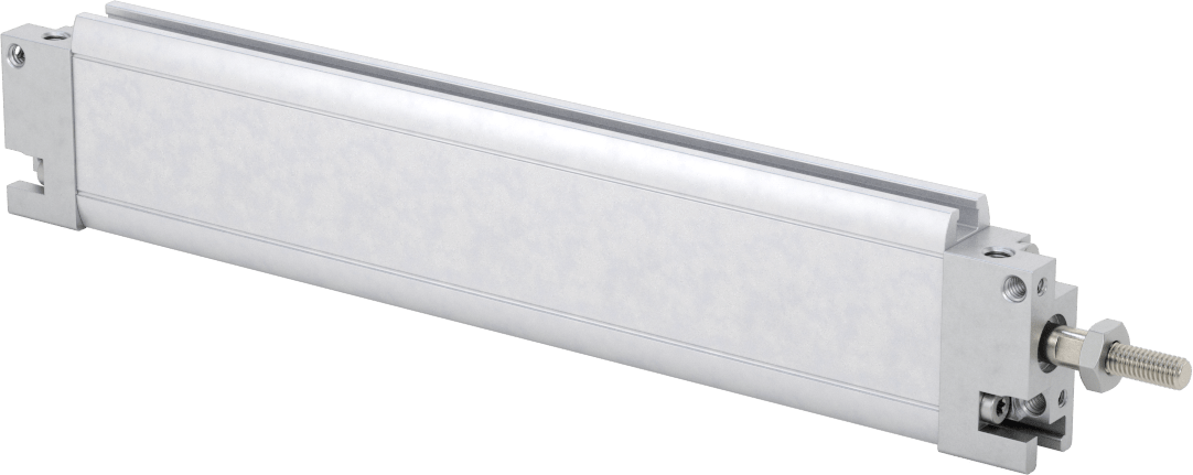 İnce Profilli Esnek Montajlı Hava Silindiri, Dönmeyen, Çift Etkili, 1/2" Delik, 5-1/2" Strok