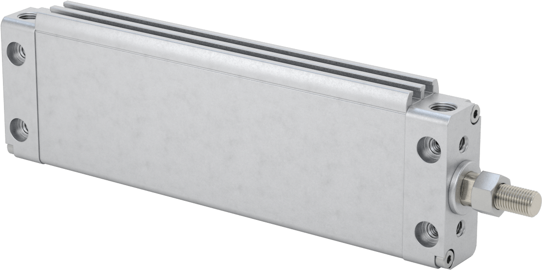 İnce Profilli Esnek Montajlı Hava Silindiri, Dönmeyen, Çift Etkili, 1-1/4" Delik, 5-1/2" Strok