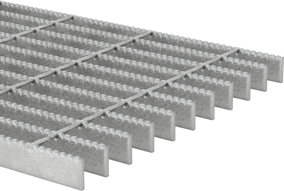 Tırtıklı Çelik Çubuk Izgara, Galvanizli, 1“ Yüksek x 1/8” Genişlikli Yatak Çubuğu