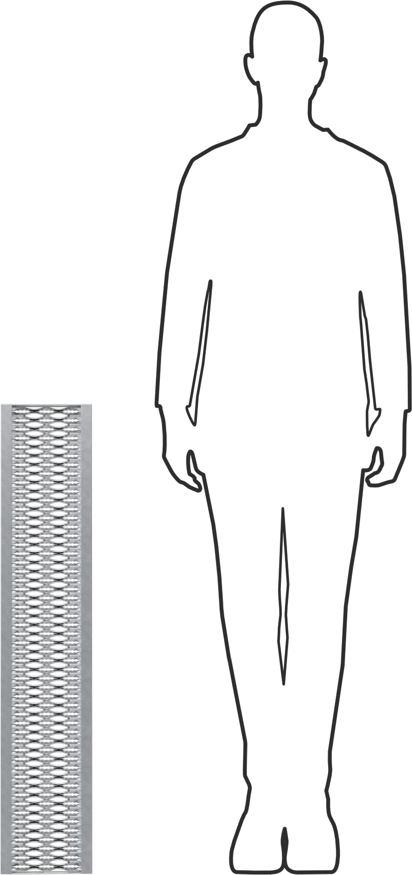 Tahta Izgaralı Merdiven Basamağı, Tırtıklı, Galvanizli Çelik, 36“ Genişlik x 7” Derinlik