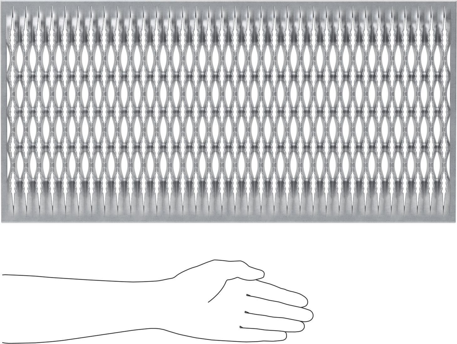 Tahta Izgaralı Merdiven Basamağı, Tırtıklı, Galvanizli Çelik, 24“ Genişlik x 11-3/4” Derinlik