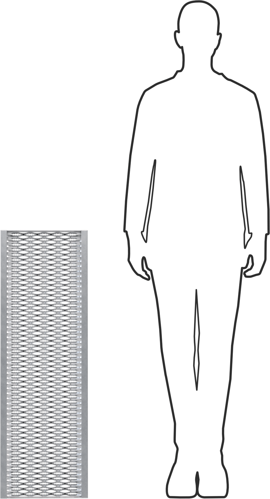 Tahta Izgaralı Merdiven Basamağı, Tırtıklı, Galvanizli Çelik, 36“ Genişlik x 11-3/4” Derinlik x 2" Yükseklik