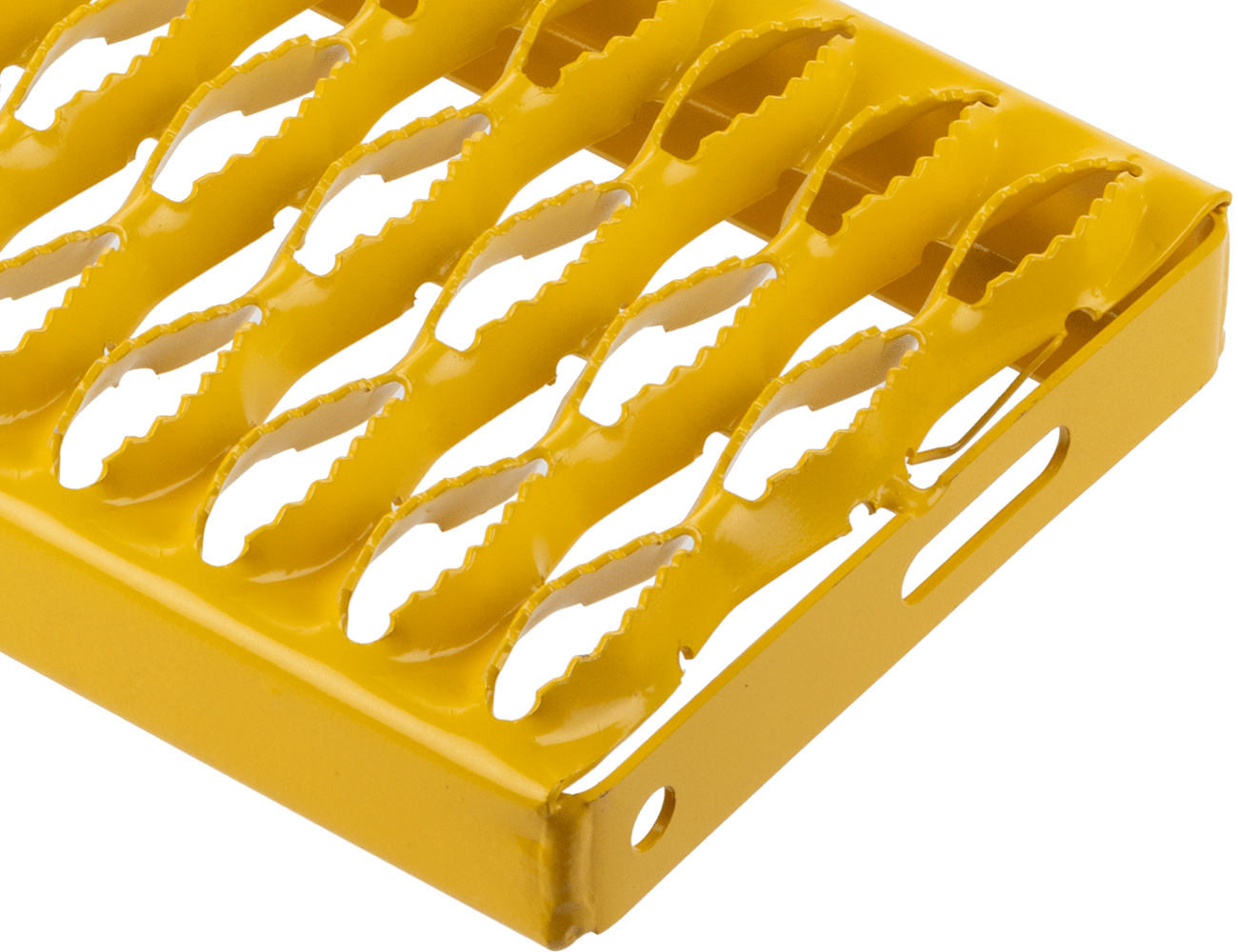 Tahta Izgaralı Merdiven Basamağı, Tırtıklı, Toz Boyalı Çelik, 24“ Genişlik x 7” Derinlik