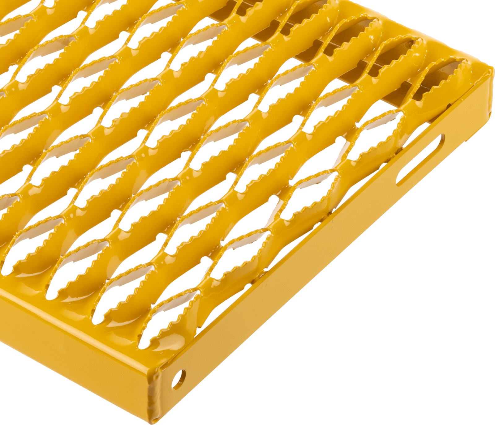 Tahta Izgaralı Merdiven Basamağı, Tırtıklı, Toz Boyalı Çelik, 24“ Genişlik x 11-3/4” Derinlik