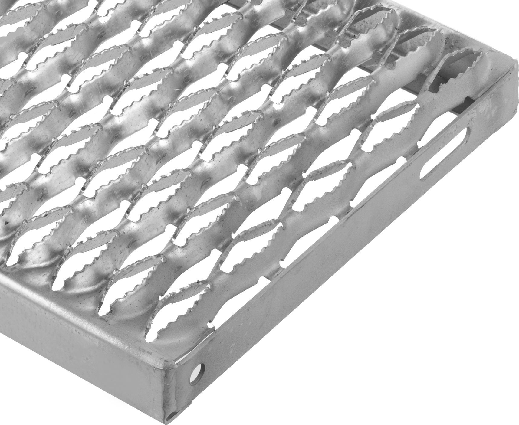 Tahta Izgaralı Merdiven Basamağı, Tırtıklı, Galvanizli Çelik, 18“ Genişlik x 11-3/4” Derinlik