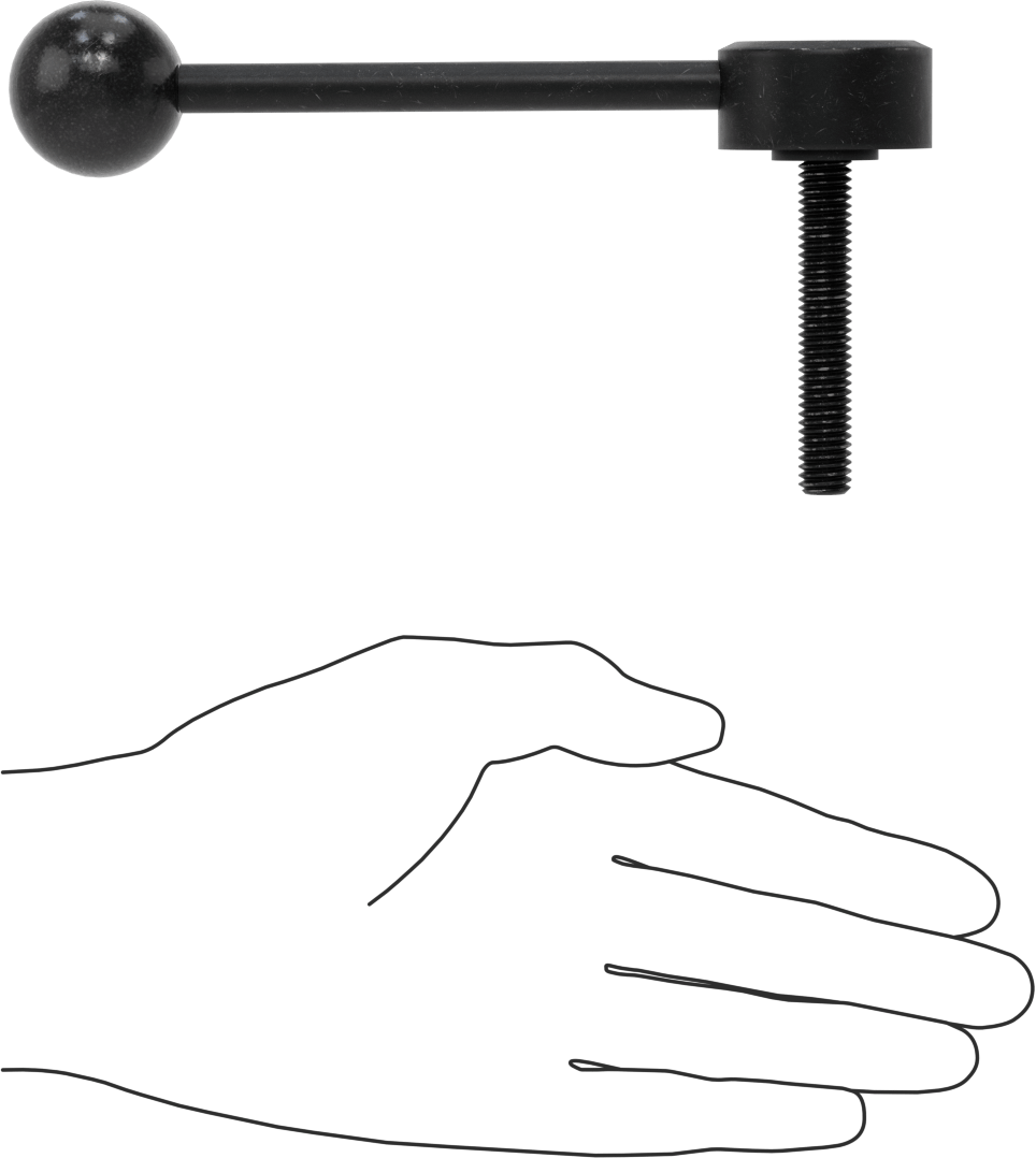 Çelik Ayarlanabilir Tutamak, 3/8“-16 Dişli 2-3/8” Uzunlukta Saplama, 1-1/16" Çıkıntı