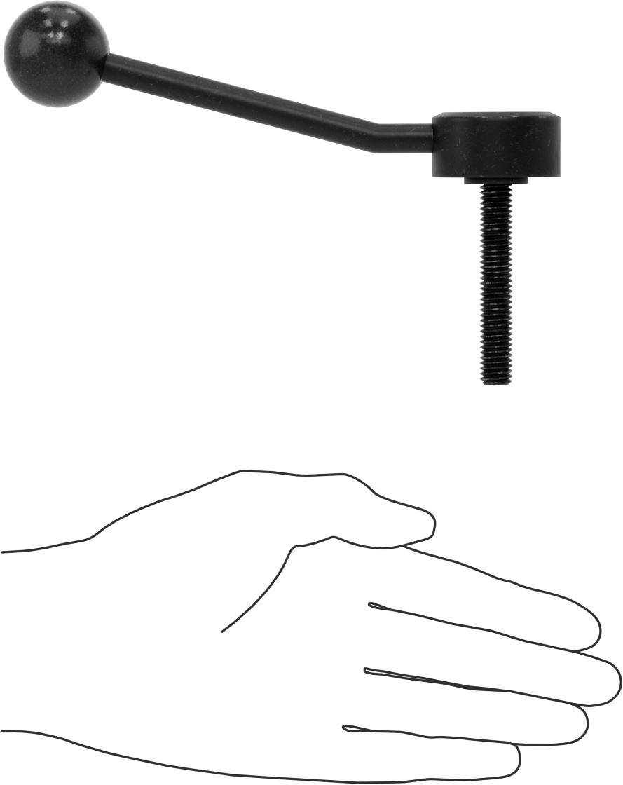 Çelik Ayarlanabilir Tutamak, 3/8“-16 Dişli 2-3/8” Uzunlukta Saplama, 2-1/8" Çıkıntı