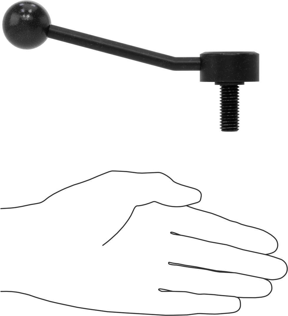 Çelik Ayarlanabilir Tutamak, 1/2“-13 Dişli 1-3/16” Uzunlukta Saplama ile, 2-1/8" Çıkıntı
