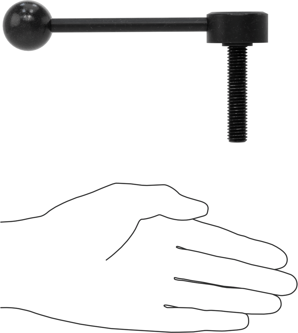 Çelik Ayarlanabilir Tutamak, 1/2“-13 Dişli 2-3/8” Uzunlukta Saplamalı, 1-1/16" Çıkıntı
