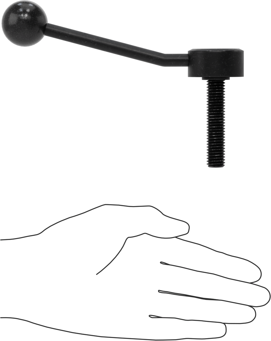 Çelik Ayarlanabilir Tutamak, 1/2“-13 Dişli 2-3/8” Uzunlukta Saplamalı, 2-1/8" Çıkıntı