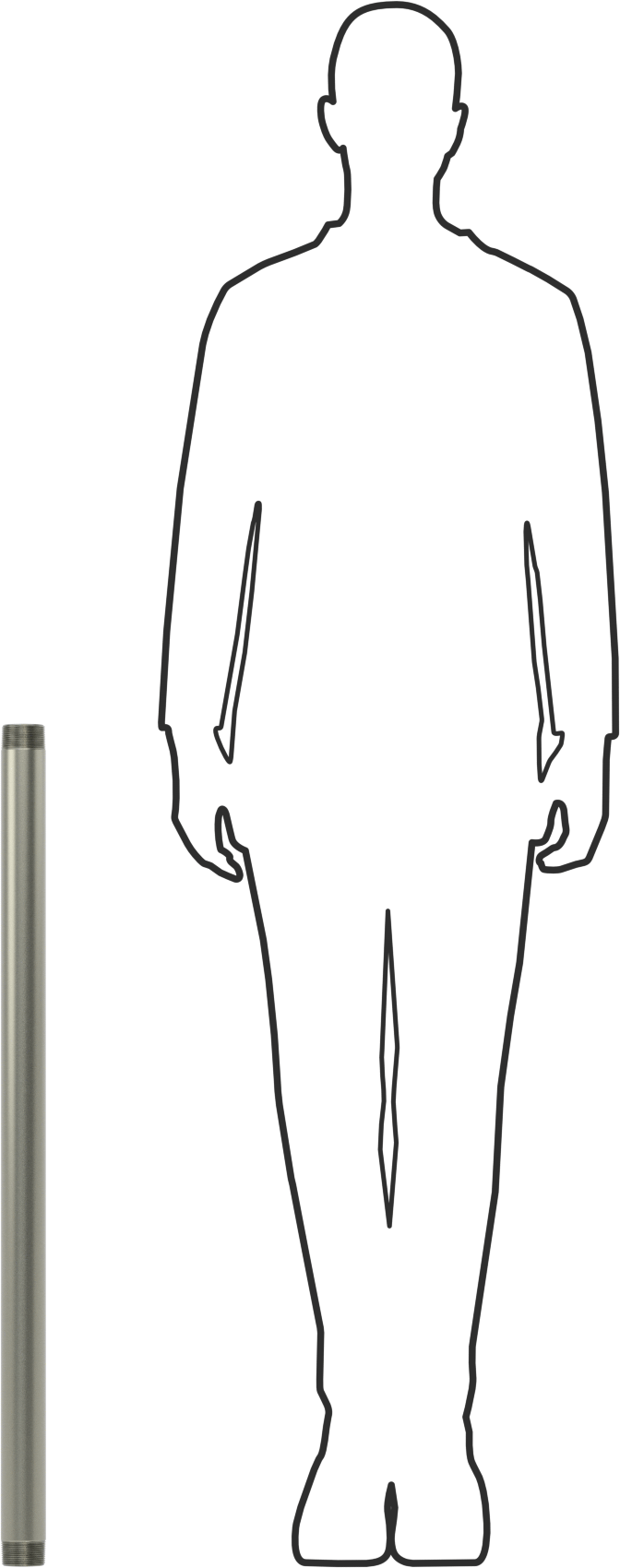 Süper Kalın Cidarlı Boru, Çelik, Her İki Ucu Dişli, 1-1/2 NPT, 36" Uzunluk